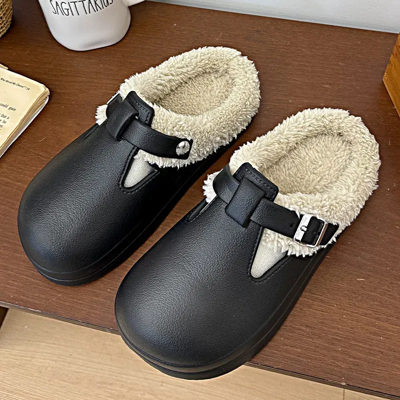 Waterproof EVA Indoor Outdoor Slippers for Women - Warm Plush Winter Shoes with Thick Anti-Slip Sole for Home & Daily Walking thumbnail 5