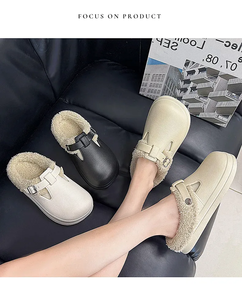 Waterproof EVA Indoor Outdoor Slippers for Women - Warm Plush Winter Shoes with Thick Anti-Slip Sole for Home & Daily Walking showcase 14