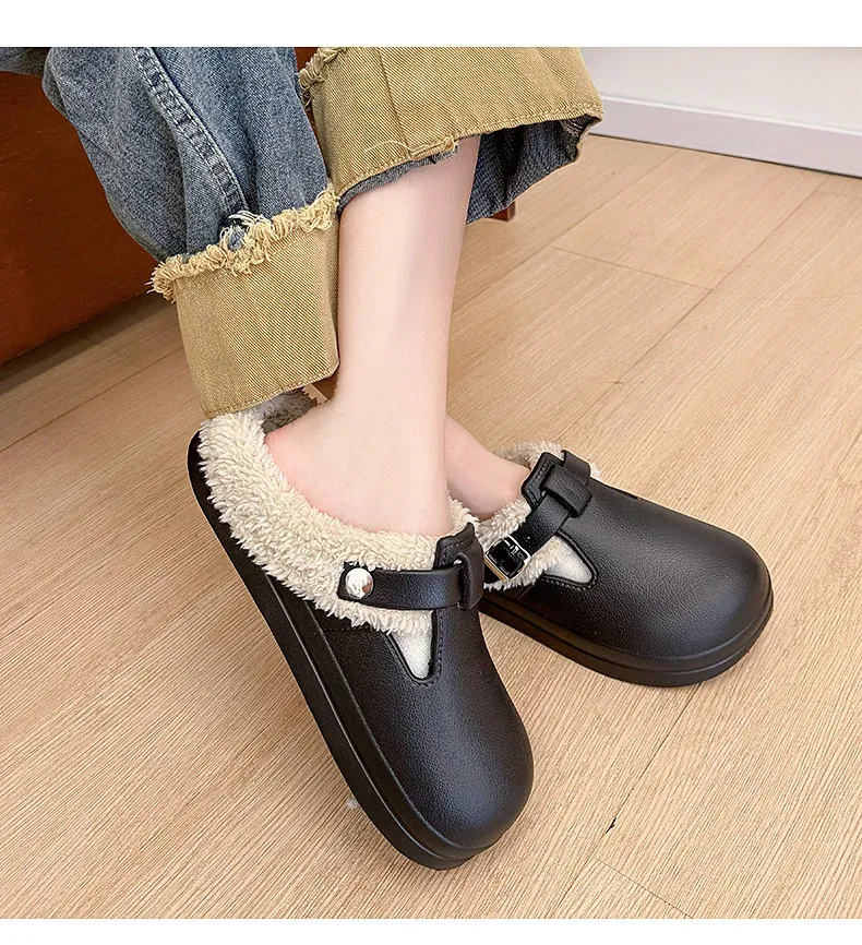 Waterproof EVA Indoor Outdoor Slippers for Women - Warm Plush Winter Shoes with Thick Anti-Slip Sole for Home & Daily Walking showcase 13