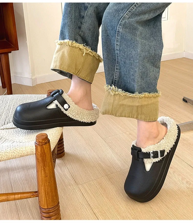 Waterproof EVA Indoor Outdoor Slippers for Women - Warm Plush Winter Shoes with Thick Anti-Slip Sole for Home & Daily Walking showcase 7