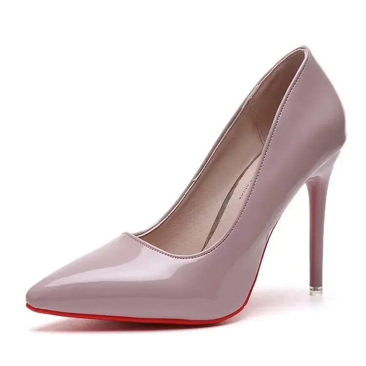 Women's Elegant Pointed Toe Flock High Heels Pumps - Classic Red & Gray Ladies Wedding & Office Shoes (Sizes 35-45) showcase 16