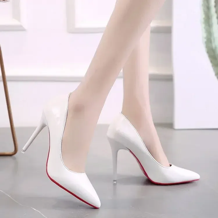 Women's Elegant Pointed Toe Flock High Heels Pumps - Classic Red & Gray Ladies Wedding & Office Shoes (Sizes 35-45) thumbnail 5