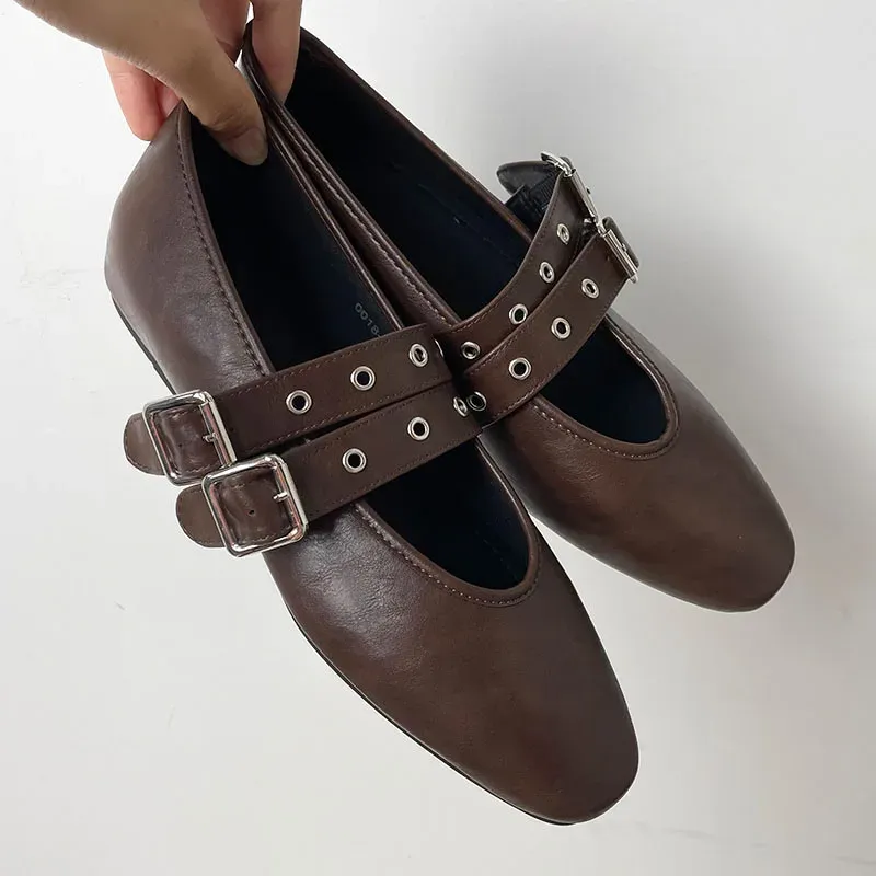 Fashionable Women's Ballet Flats with Buckle Strap - Elegant Round Toe Ladies Dance Shoes for Spring, Chic Lolita Style thumbnail 1