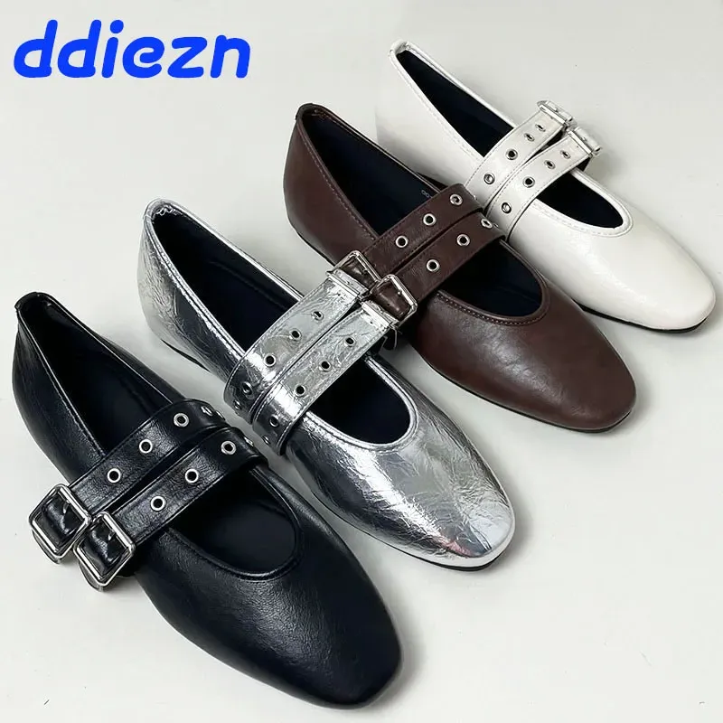 Fashionable Women's Ballet Flats with Buckle Strap - Elegant Round Toe Ladies Dance Shoes for Spring, Chic Lolita Style thumbnail 2