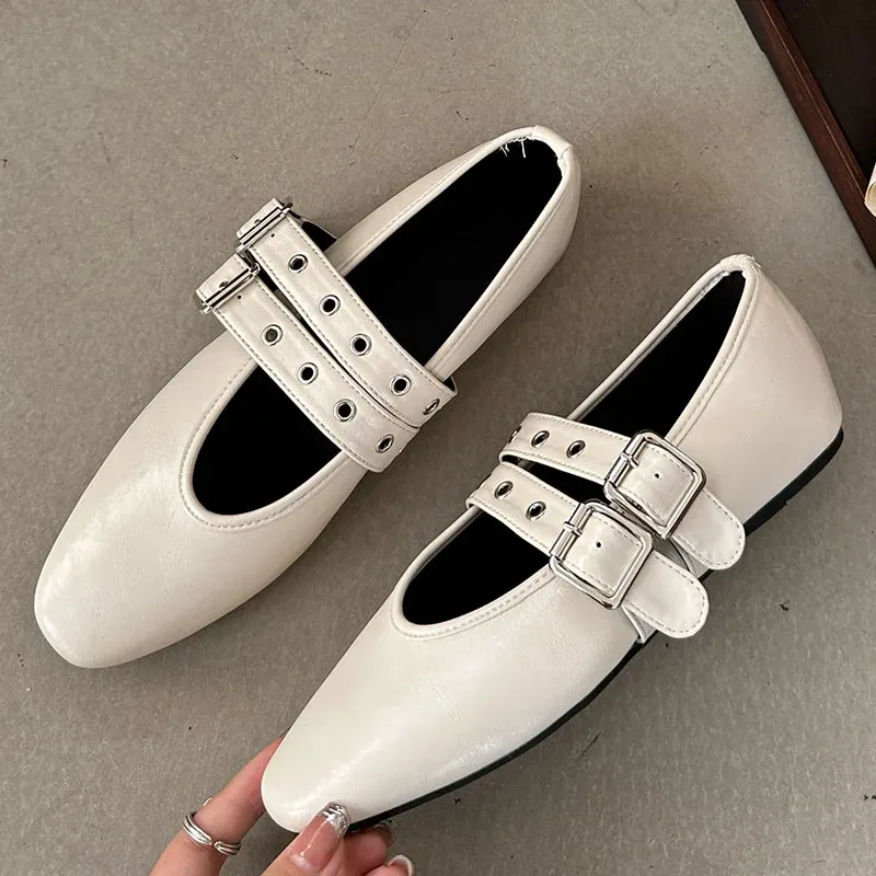 Fashionable Women's Ballet Flats with Buckle Strap - Elegant Round Toe Ladies Dance Shoes for Spring, Chic Lolita Style showcase 2