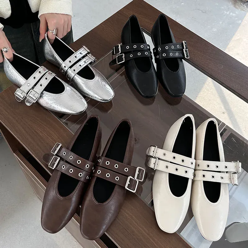 Fashionable Women's Ballet Flats with Buckle Strap - Elegant Round Toe Ladies Dance Shoes for Spring, Chic Lolita Style showcase 1