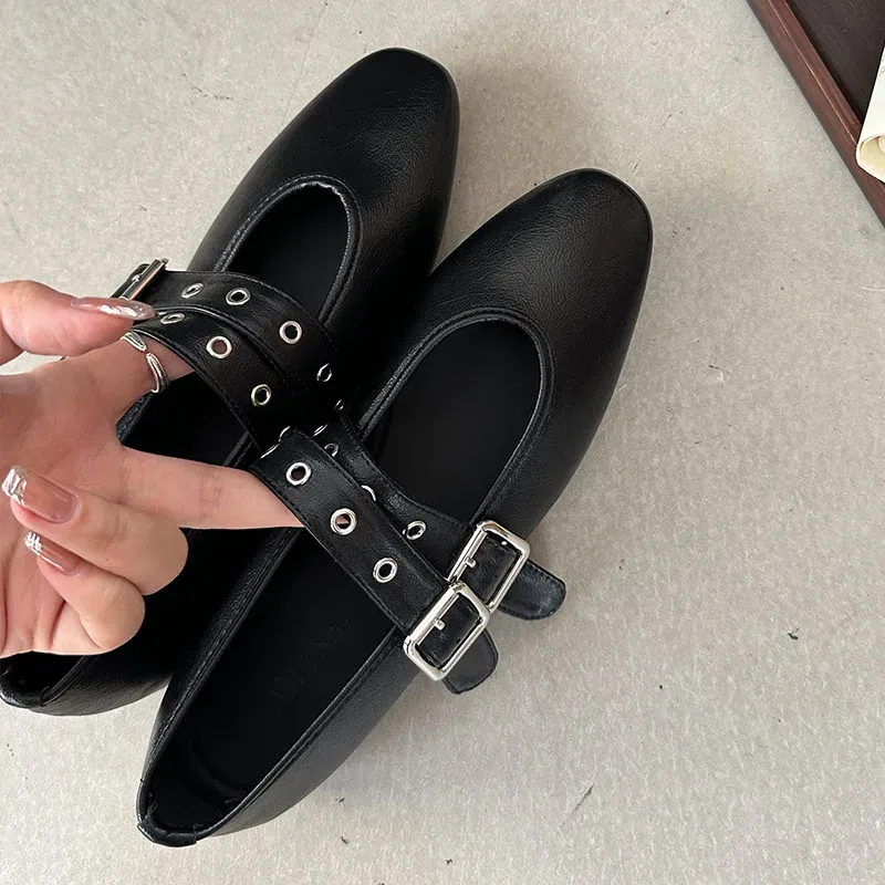 Fashionable Women's Ballet Flats with Buckle Strap - Elegant Round Toe Ladies Dance Shoes for Spring, Chic Lolita Style showcase 4