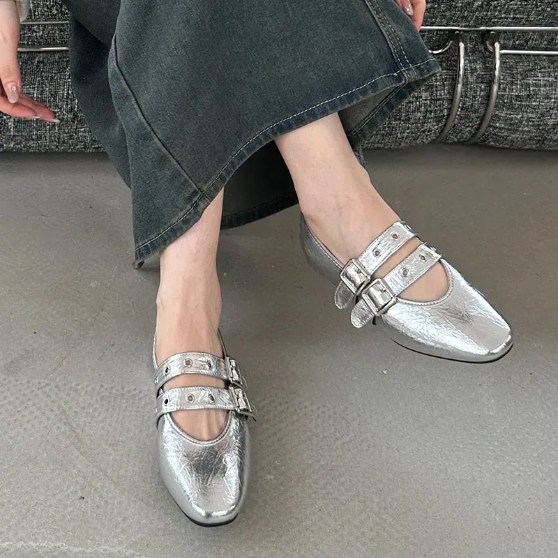 Fashionable Women's Ballet Flats with Buckle Strap - Elegant Round Toe Ladies Dance Shoes for Spring, Chic Lolita Style thumbnail 5