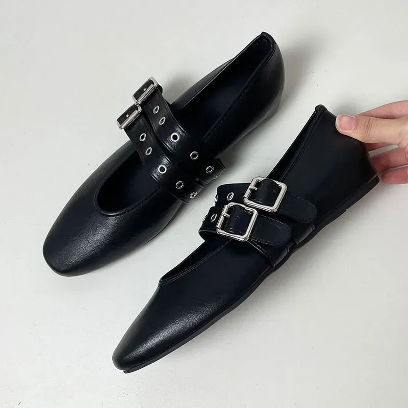 Fashionable Women's Ballet Flats with Buckle Strap - Elegant Round Toe Ladies Dance Shoes for Spring, Chic Lolita Style thumbnail 3