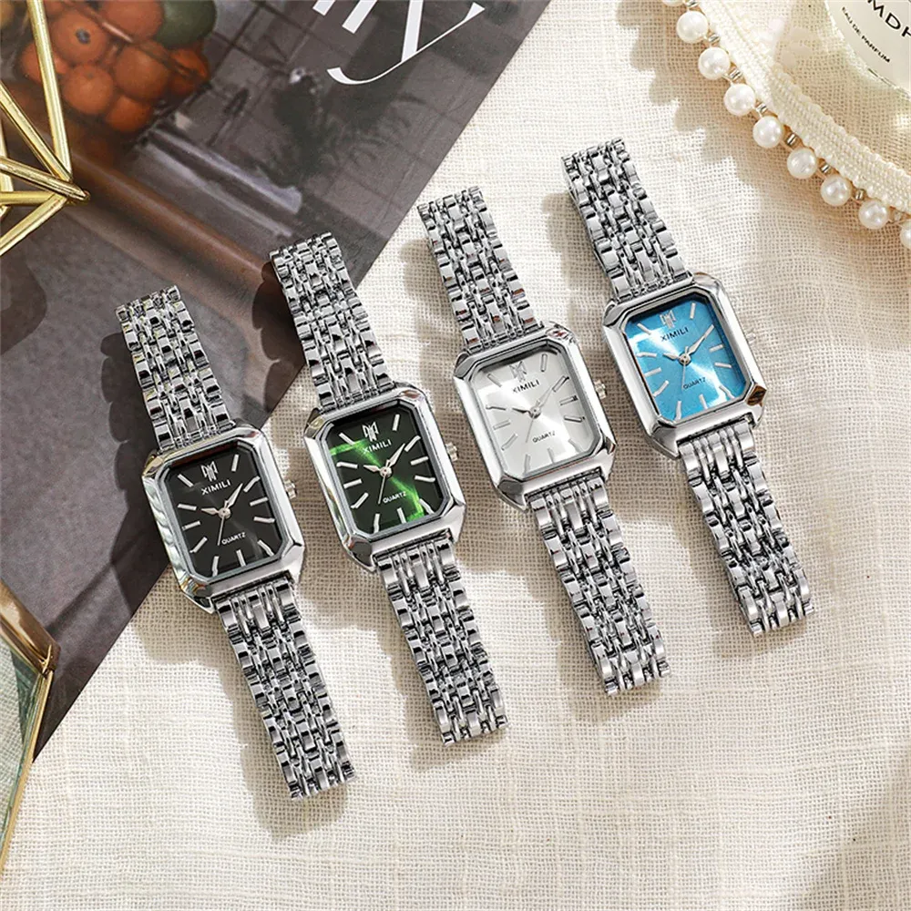 Luxury Gold Plated Stainless Steel Women's Fashion Quartz Watch - Elegant Square Dial Business Casual Style with Folding Clasp showcase 11