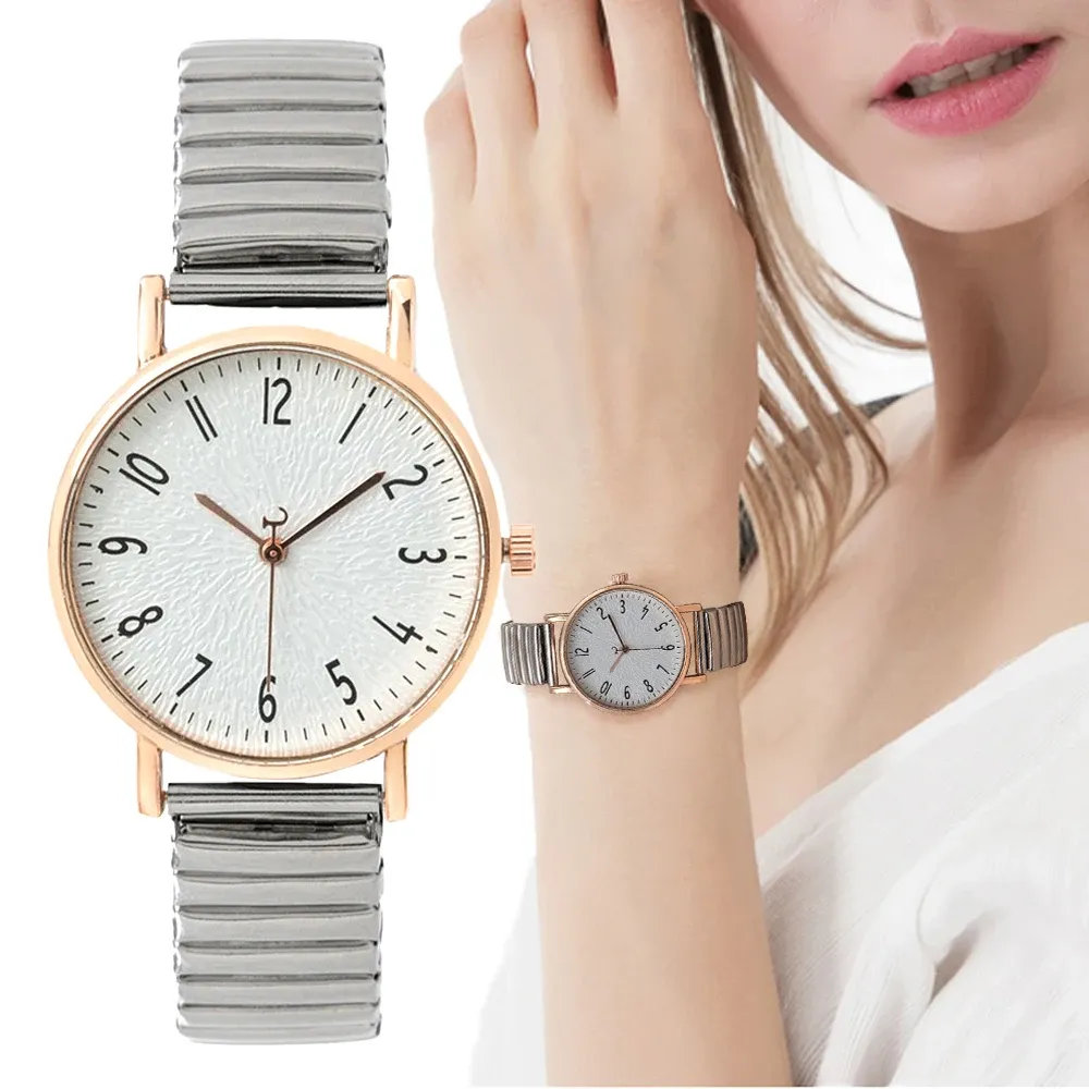 Women's Casual Stainless Steel Stretch Band Digital Watch - Simple Minimalist Design, Buckleless Strap, Dress & Sporty Style