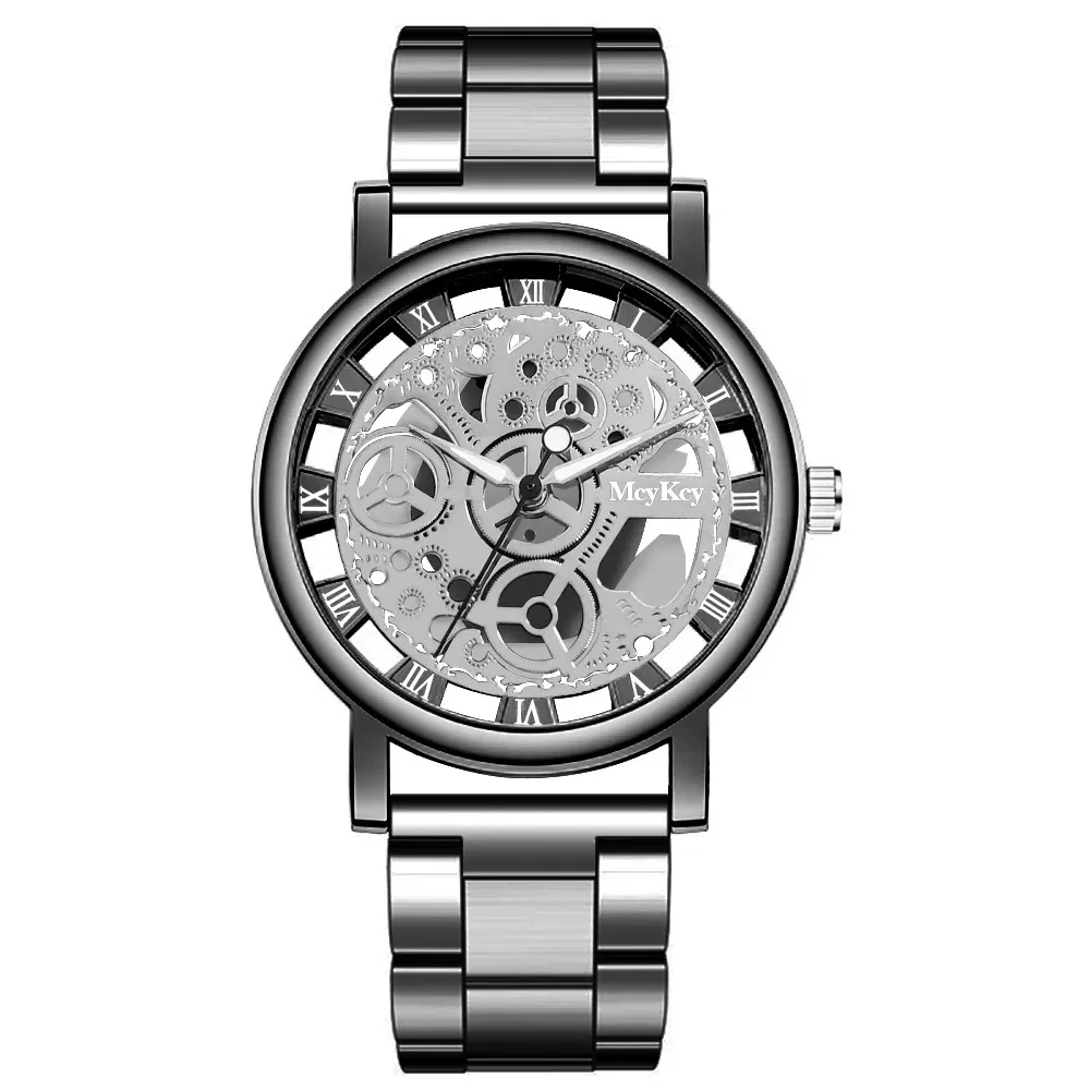 Fashionable Women's Skeleton Faux Mechanical Quartz Watch with Metal Mesh Strap - Elegant Rosy Gold Design for Casual & Sporty Looks showcase 19