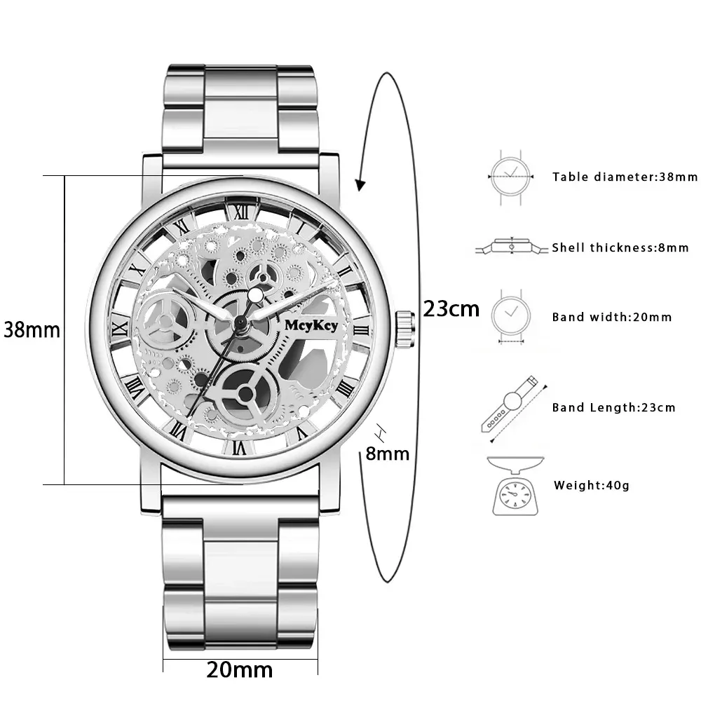Fashionable Women's Skeleton Faux Mechanical Quartz Watch with Metal Mesh Strap - Elegant Rosy Gold Design for Casual & Sporty Looks showcase 12