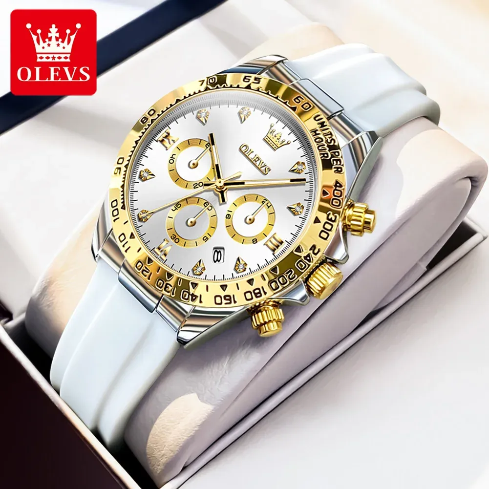 OLEVS 5618 Luxury Women's Quartz Watch - Silicone Band, Waterproof, Calendar Chronograph, Sports Design