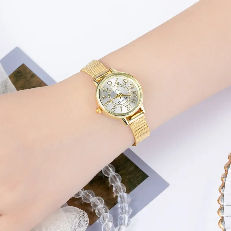 Women's Gold Casual Quartz Watch - Stainless Steel Mesh Band, Elegant Dress Style, Perfect for Ladies showcase 19