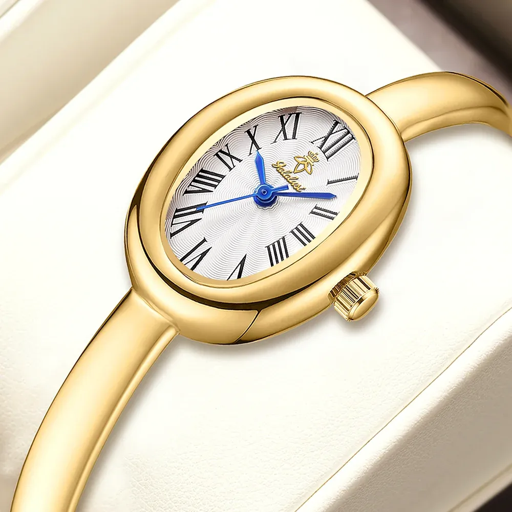 YaLaLuSi Women's Oval Dial Bracelet Watch - Water-Resistant Quartz Movement, Retro Roman Numerals, Alloy Band, Elegant & Casual Style, Perfect Gift for Her showcase 1