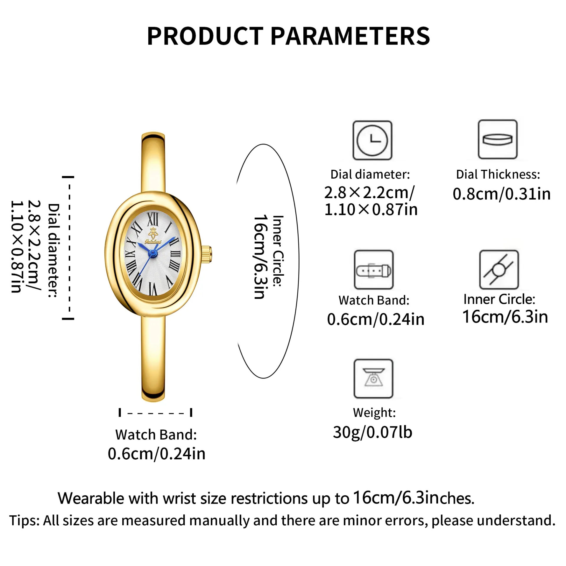 YaLaLuSi Women's Oval Dial Bracelet Watch - Water-Resistant Quartz Movement, Retro Roman Numerals, Alloy Band, Elegant & Casual Style, Perfect Gift for Her thumbnail 4