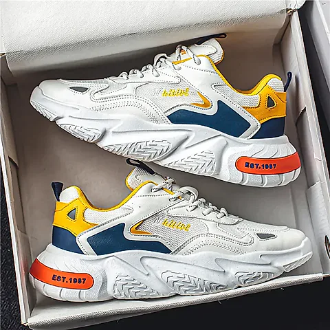 Men's Breathable Mesh Running Shoes - Trendy Casual Sneakers for Summer, Lightweight & Comfortable with Increased Height Design