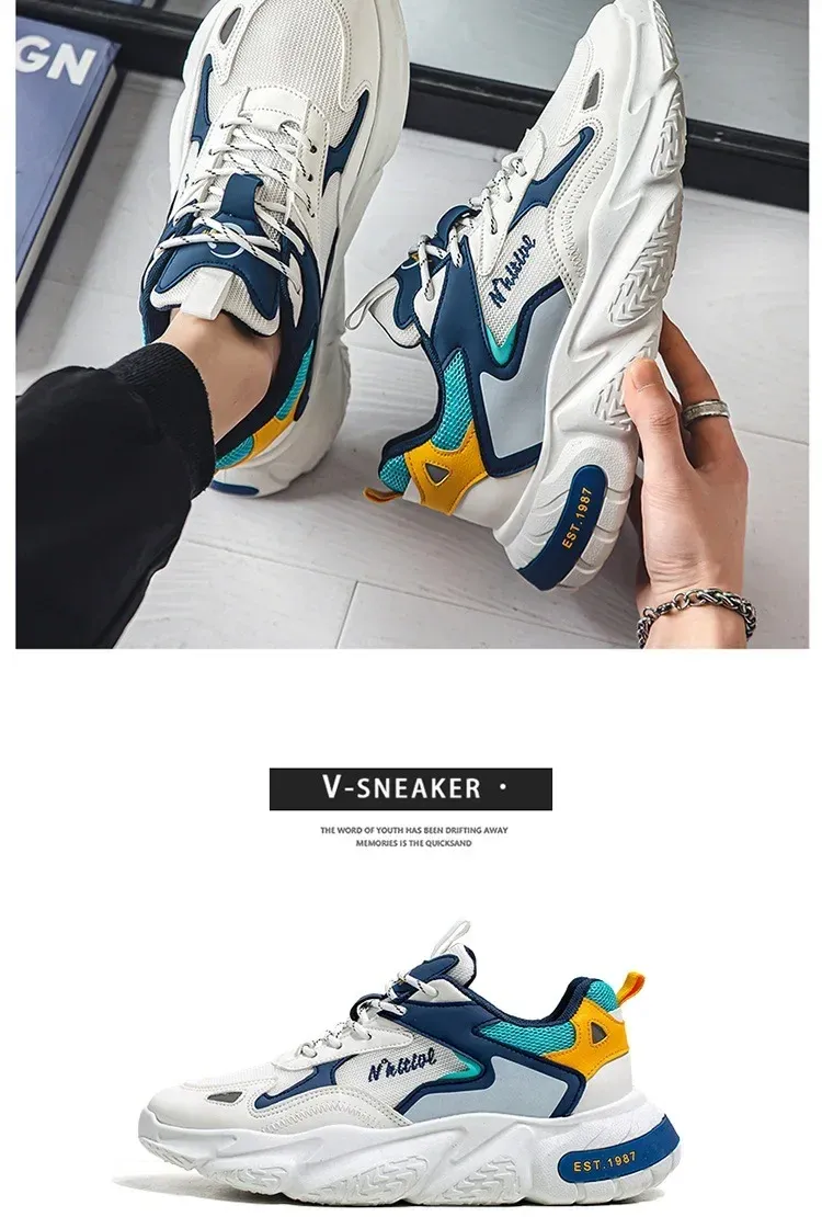 Men's Breathable Mesh Running Shoes - Trendy Casual Sneakers for Summer, Lightweight & Comfortable with Increased Height Design showcase 2
