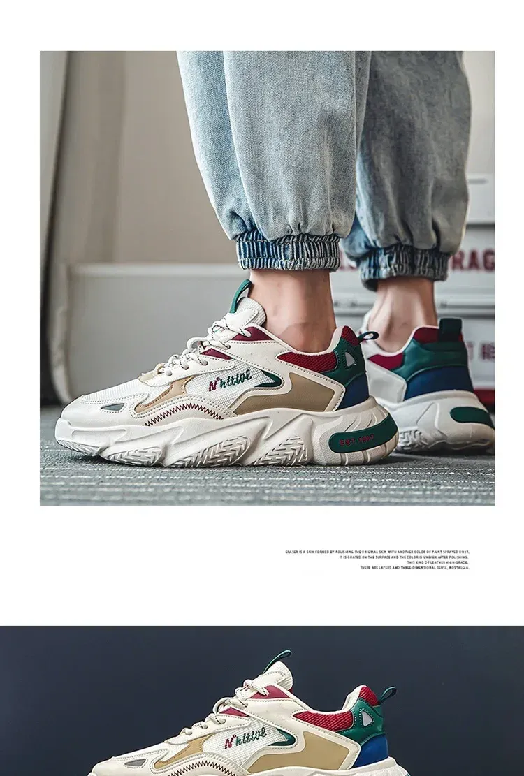 Men's Breathable Mesh Running Shoes - Trendy Casual Sneakers for Summer, Lightweight & Comfortable with Increased Height Design showcase 18