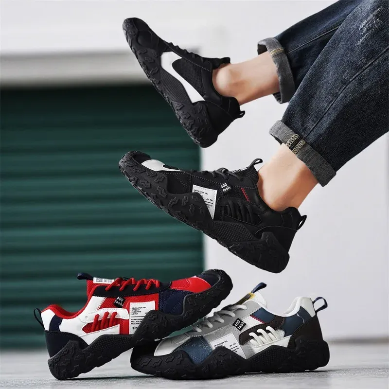 Men's Breathable Mesh Sneakers for Spring/Summer/Autumn: Casual Workwear PU Leather Lace-Up Outdoor Climbing Sports Shoes - Image 4