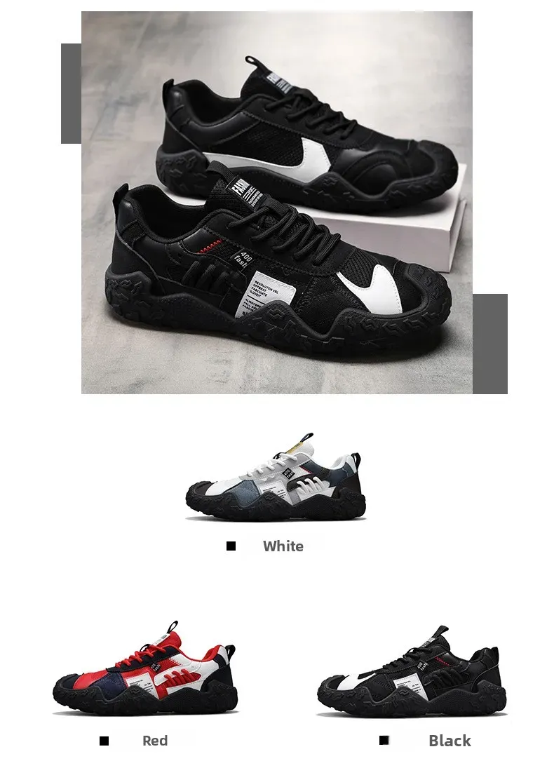 Men's Breathable Mesh Sneakers for Spring/Summer/Autumn: Casual Workwear PU Leather Lace-Up Outdoor Climbing Sports Shoes showcase 3