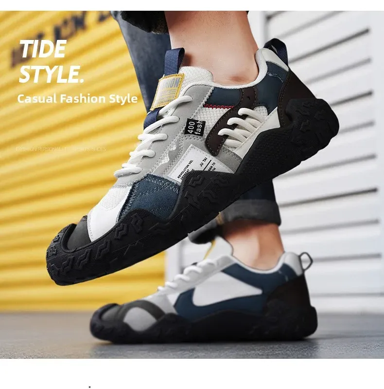 Men's Breathable Mesh Sneakers for Spring/Summer/Autumn: Casual Workwear PU Leather Lace-Up Outdoor Climbing Sports Shoes showcase 4