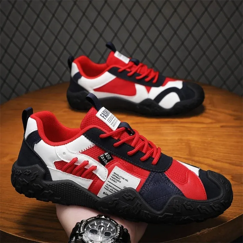Men's Breathable Mesh Sneakers for Spring/Summer/Autumn: Casual Workwear PU Leather Lace-Up Outdoor Climbing Sports Shoes - Image 3
