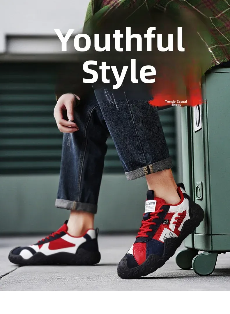 Men's Breathable Mesh Sneakers for Spring/Summer/Autumn: Casual Workwear PU Leather Lace-Up Outdoor Climbing Sports Shoes showcase 1