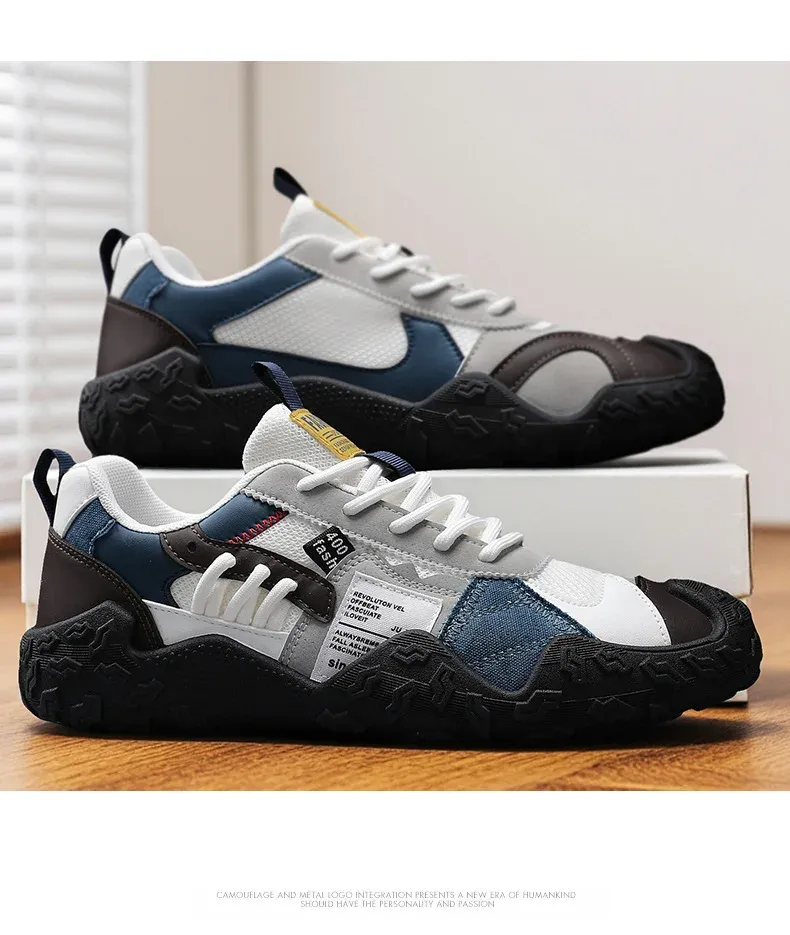 Men's Breathable Mesh Sneakers for Spring/Summer/Autumn: Casual Workwear PU Leather Lace-Up Outdoor Climbing Sports Shoes showcase 12