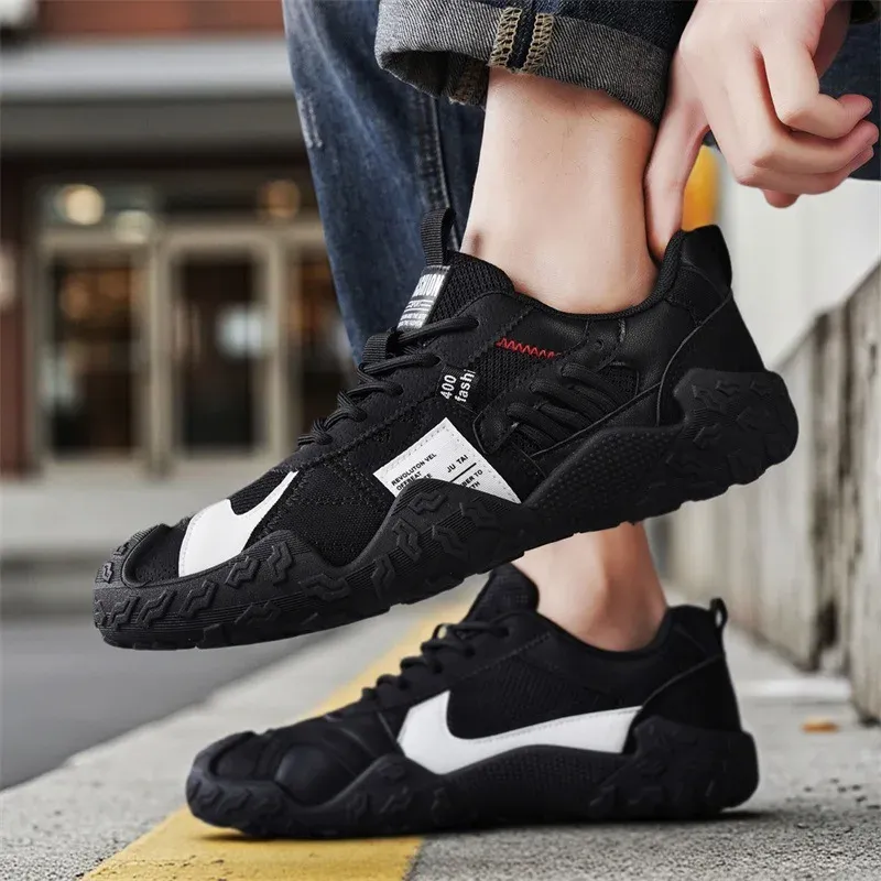 Men's Breathable Mesh Sneakers for Spring/Summer/Autumn: Casual Workwear PU Leather Lace-Up Outdoor Climbing Sports Shoes - Image 2