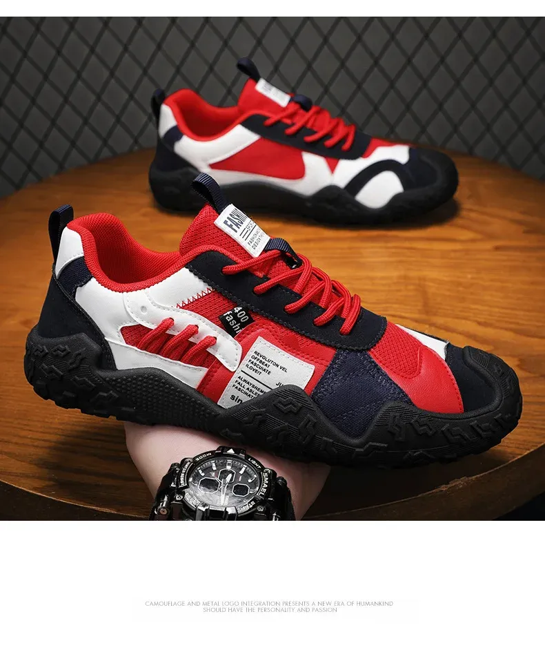 Men's Breathable Mesh Sneakers for Spring/Summer/Autumn: Casual Workwear PU Leather Lace-Up Outdoor Climbing Sports Shoes showcase 14