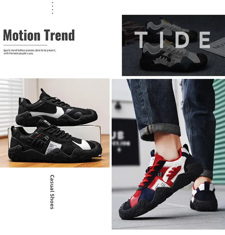 Men's Breathable Mesh Sneakers for Spring/Summer/Autumn: Casual Workwear PU Leather Lace-Up Outdoor Climbing Sports Shoes showcase 5