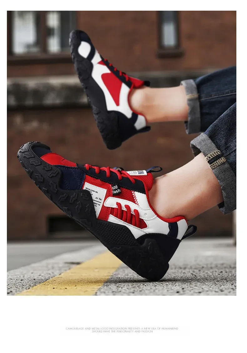 Men's Breathable Mesh Sneakers for Spring/Summer/Autumn: Casual Workwear PU Leather Lace-Up Outdoor Climbing Sports Shoes showcase 19