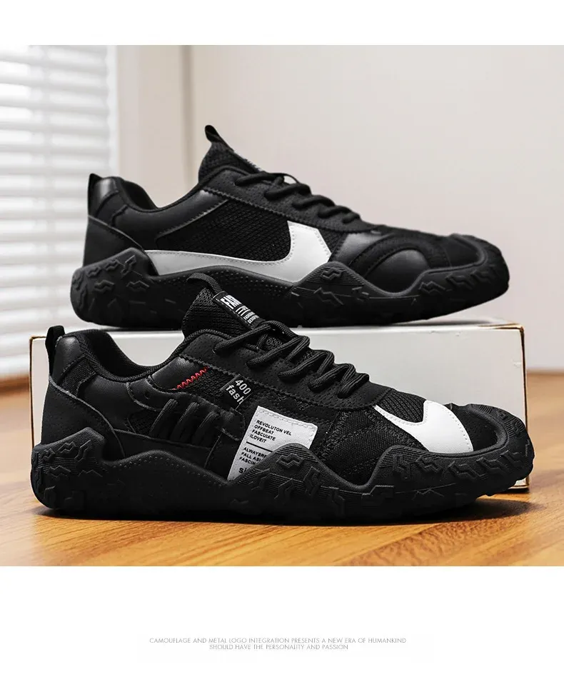 Men's Breathable Mesh Sneakers for Spring/Summer/Autumn: Casual Workwear PU Leather Lace-Up Outdoor Climbing Sports Shoes showcase 16