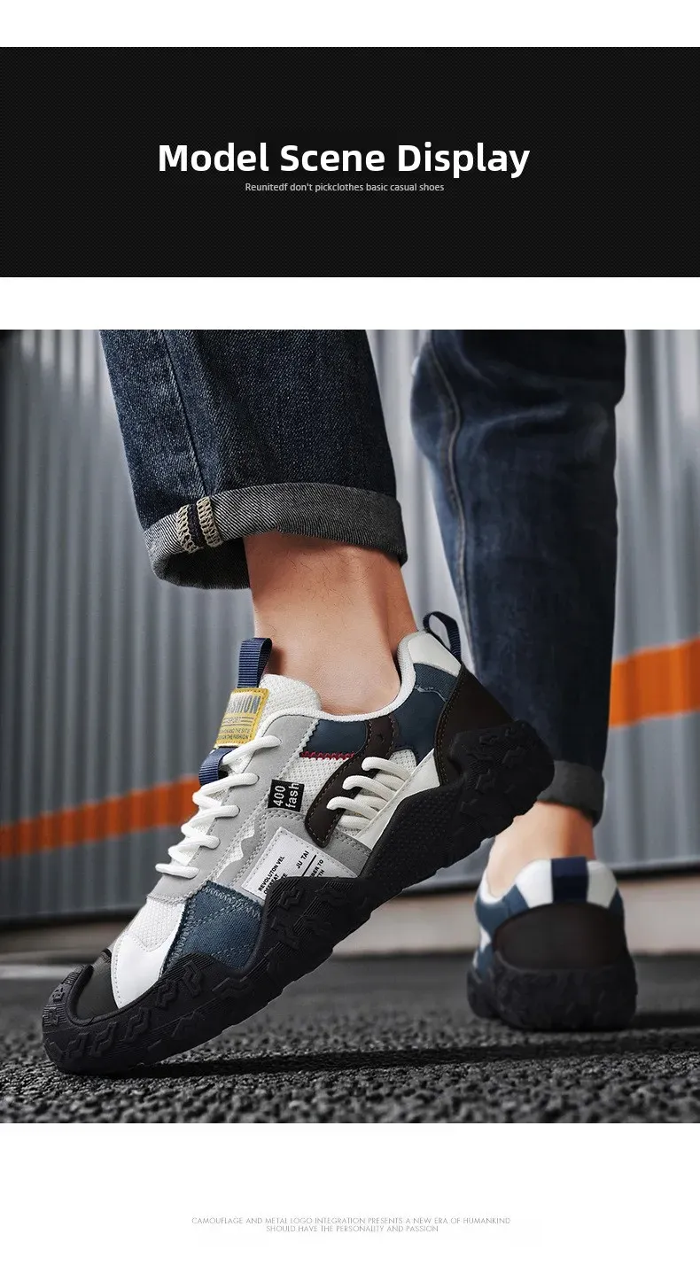 Men's Breathable Mesh Sneakers for Spring/Summer/Autumn: Casual Workwear PU Leather Lace-Up Outdoor Climbing Sports Shoes showcase 17