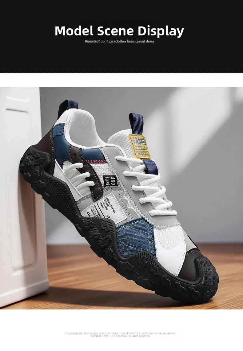 Men's Breathable Mesh Sneakers for Spring/Summer/Autumn: Casual Workwear PU Leather Lace-Up Outdoor Climbing Sports Shoes showcase 11