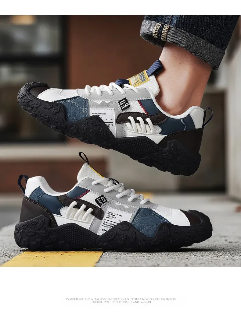 Men's Breathable Mesh Sneakers for Spring/Summer/Autumn: Casual Workwear PU Leather Lace-Up Outdoor Climbing Sports Shoes showcase 18