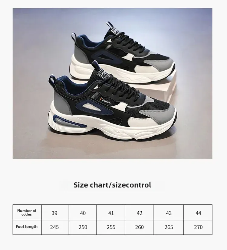 Breathable Mesh Men's Sports Shoes - Korean Style Trendy Dad Shoes with Thick Rubber Sole, Comfortable Polyurethane Insole for Spring/Summer Casual Wear showcase 4