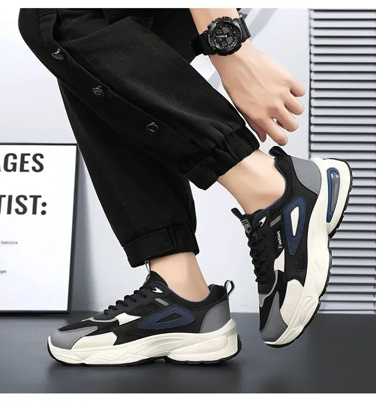 Breathable Mesh Men's Sports Shoes - Korean Style Trendy Dad Shoes with Thick Rubber Sole, Comfortable Polyurethane Insole for Spring/Summer Casual Wear showcase 15