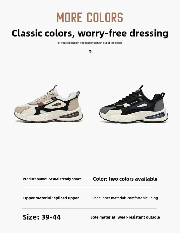 Breathable Mesh Men's Sports Shoes - Korean Style Trendy Dad Shoes with Thick Rubber Sole, Comfortable Polyurethane Insole for Spring/Summer Casual Wear showcase 3