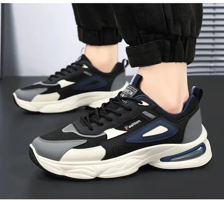 Breathable Mesh Men's Sports Shoes - Korean Style Trendy Dad Shoes with Thick Rubber Sole, Comfortable Polyurethane Insole for Spring/Summer Casual Wear showcase 13