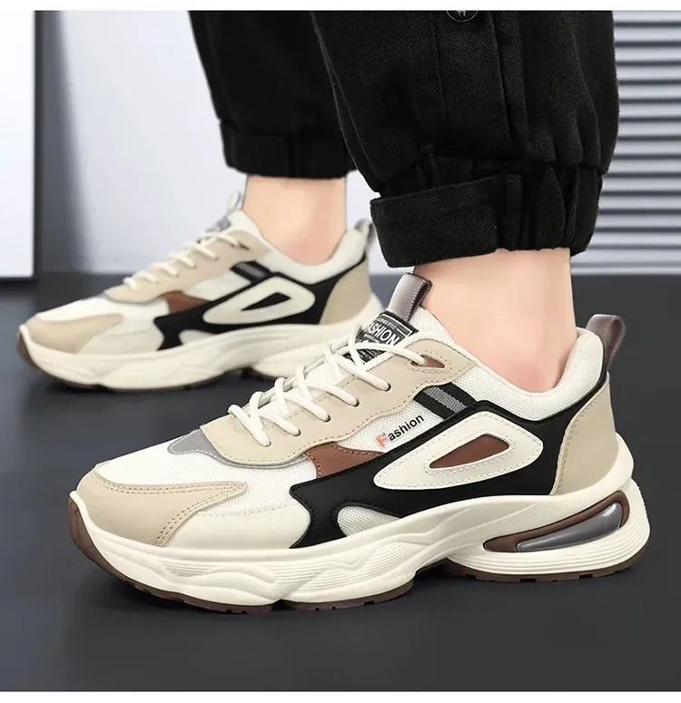 Breathable Mesh Men's Sports Shoes - Korean Style Trendy Dad Shoes with Thick Rubber Sole, Comfortable Polyurethane Insole for Spring/Summer Casual Wear showcase 17