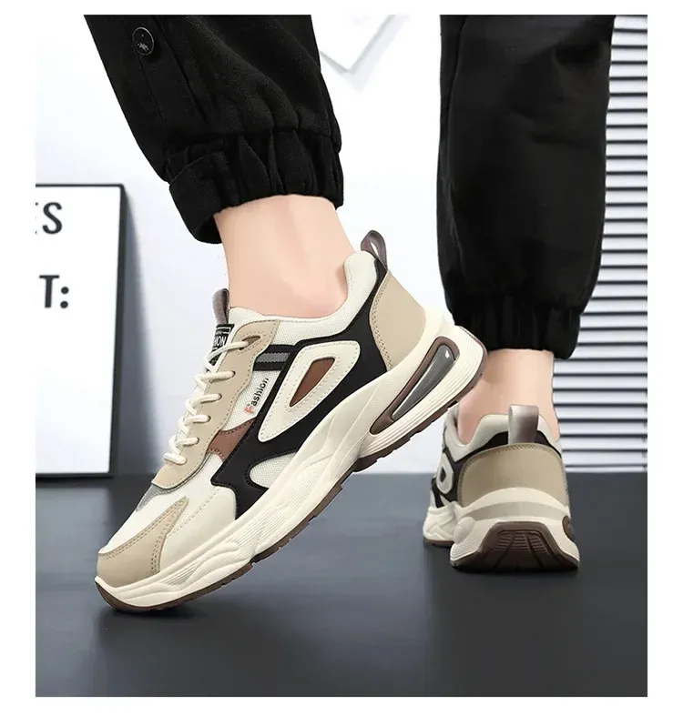 Breathable Mesh Men's Sports Shoes - Korean Style Trendy Dad Shoes with Thick Rubber Sole, Comfortable Polyurethane Insole for Spring/Summer Casual Wear showcase 16