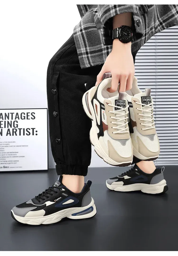 Breathable Mesh Men's Sports Shoes - Korean Style Trendy Dad Shoes with Thick Rubber Sole, Comfortable Polyurethane Insole for Spring/Summer Casual Wear showcase 11