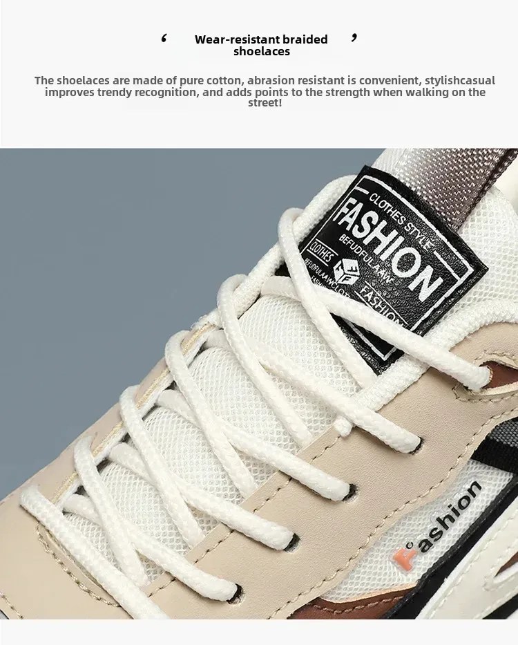 Breathable Mesh Men's Sports Shoes - Korean Style Trendy Dad Shoes with Thick Rubber Sole, Comfortable Polyurethane Insole for Spring/Summer Casual Wear showcase 7