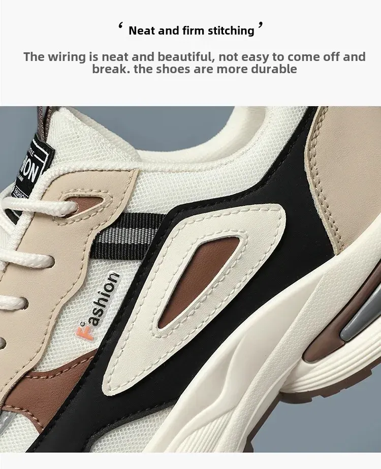 Breathable Mesh Men's Sports Shoes - Korean Style Trendy Dad Shoes with Thick Rubber Sole, Comfortable Polyurethane Insole for Spring/Summer Casual Wear showcase 8