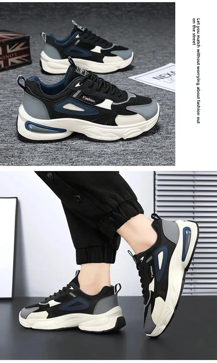 Breathable Mesh Men's Sports Shoes - Korean Style Trendy Dad Shoes with Thick Rubber Sole, Comfortable Polyurethane Insole for Spring/Summer Casual Wear showcase 12