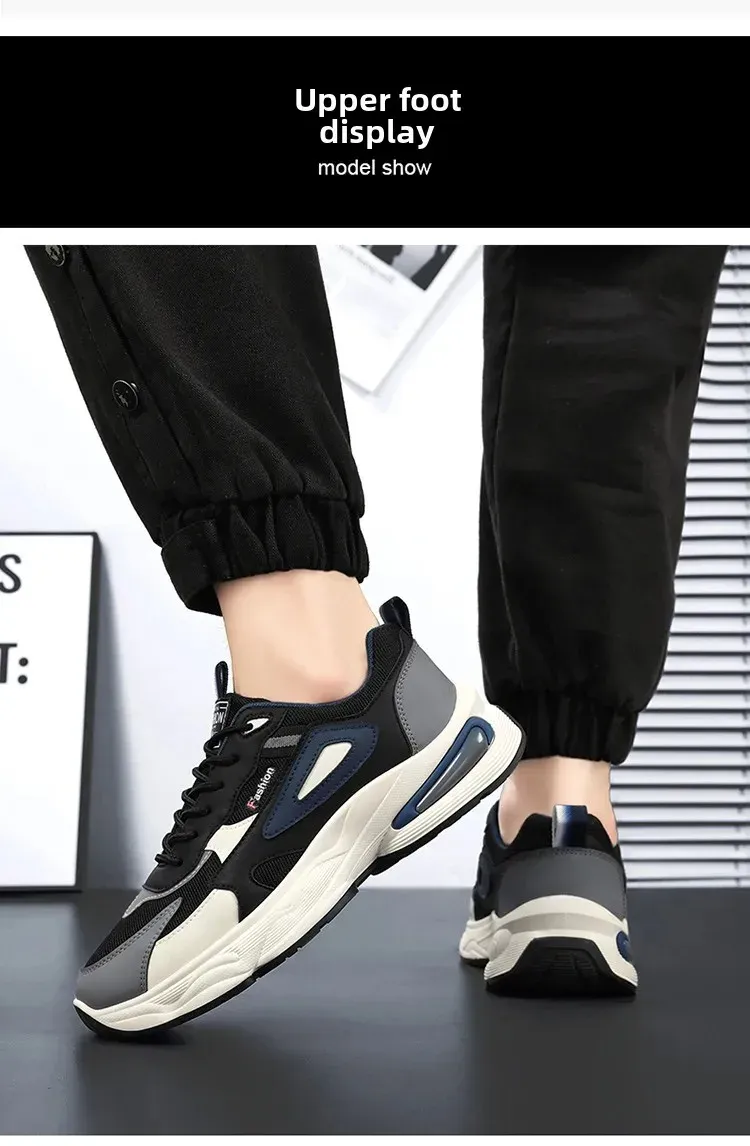 Breathable Mesh Men's Sports Shoes - Korean Style Trendy Dad Shoes with Thick Rubber Sole, Comfortable Polyurethane Insole for Spring/Summer Casual Wear showcase 10
