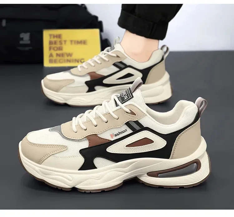 Breathable Mesh Men's Sports Shoes - Korean Style Trendy Dad Shoes with Thick Rubber Sole, Comfortable Polyurethane Insole for Spring/Summer Casual Wear showcase 19